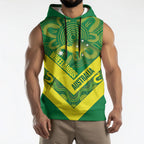 Australia Wheelaroos Rugby Custom Sleeveless Hoodie Go Aussie Kangaroo Indigenous Art