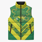 Australia Wheelaroos Rugby Custom Sleeveless Puffer Jacket Go Aussie Kangaroo Indigenous Art