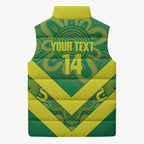 Australia Wheelaroos Rugby Custom Sleeveless Puffer Jacket Go Aussie Kangaroo Indigenous Art