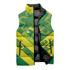 Australia Wheelaroos Rugby Custom Sleeveless Puffer Jacket Go Aussie Kangaroo Indigenous Art