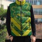 Australia Wheelaroos Rugby Custom Sleeveless Puffer Jacket Go Aussie Kangaroo Indigenous Art