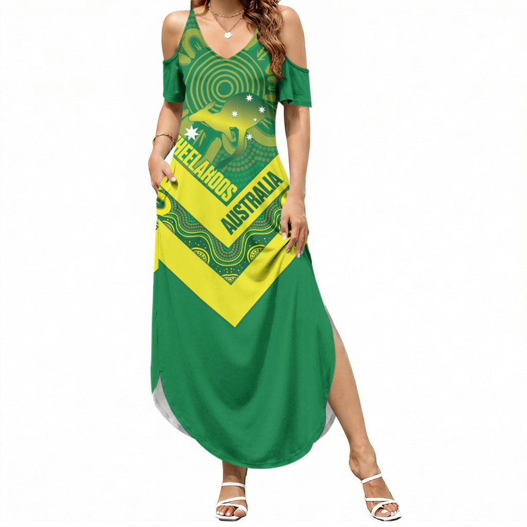 Australia Wheelaroos Rugby Custom Summer Maxi Dress Go Aussie Kangaroo Indigenous Art