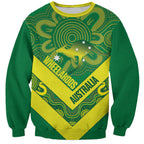 Australia Wheelaroos Rugby Custom Sweatshirt Go Aussie Kangaroo Indigenous Art
