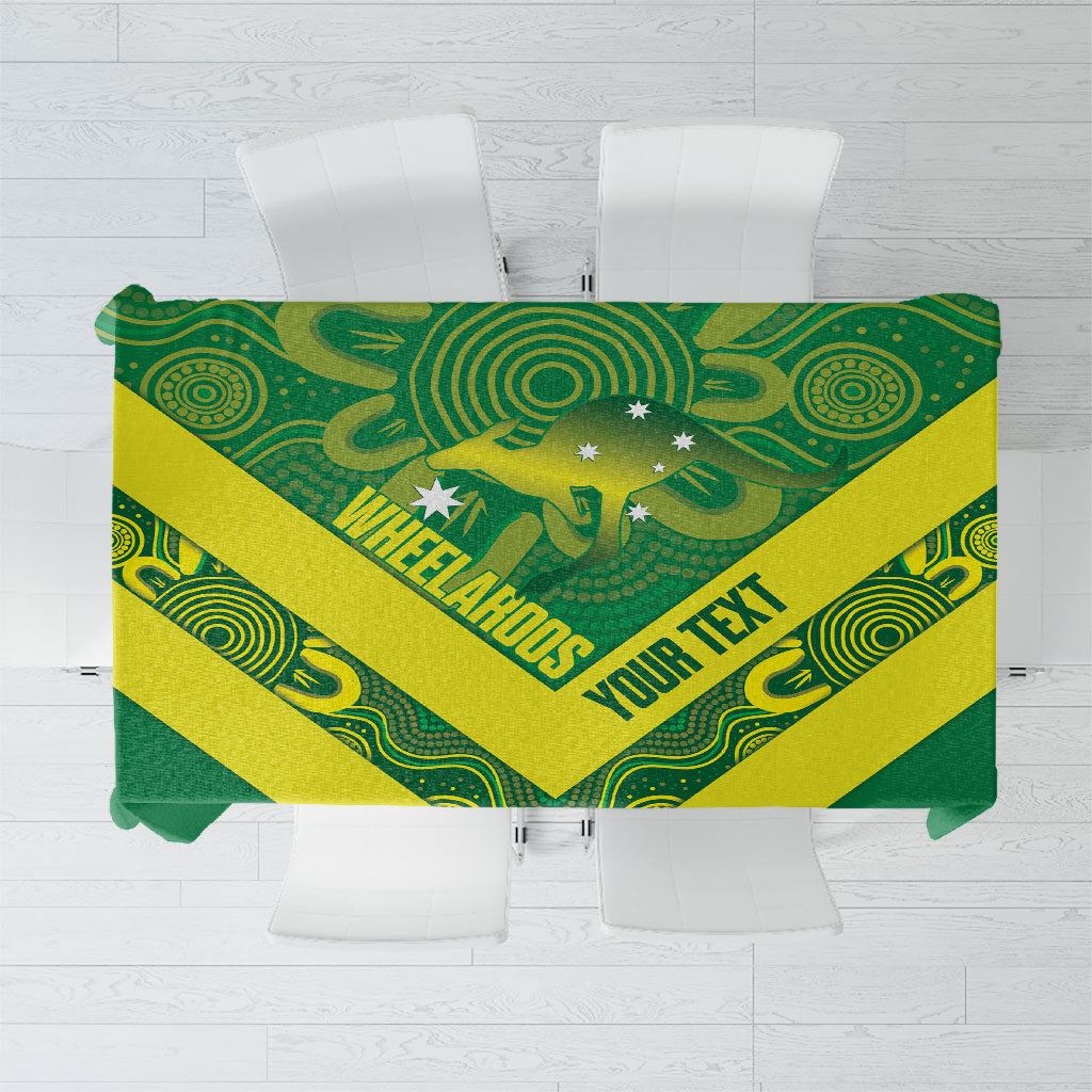 Australia Wheelaroos Rugby Custom Tablecloth Go Aussie Kangaroo Indigenous Art