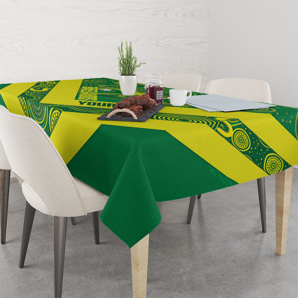 Australia Wheelaroos Rugby Custom Tablecloth Go Aussie Kangaroo Indigenous Art