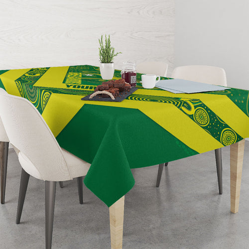 Australia Wheelaroos Rugby Custom Tablecloth Go Aussie Kangaroo Indigenous Art