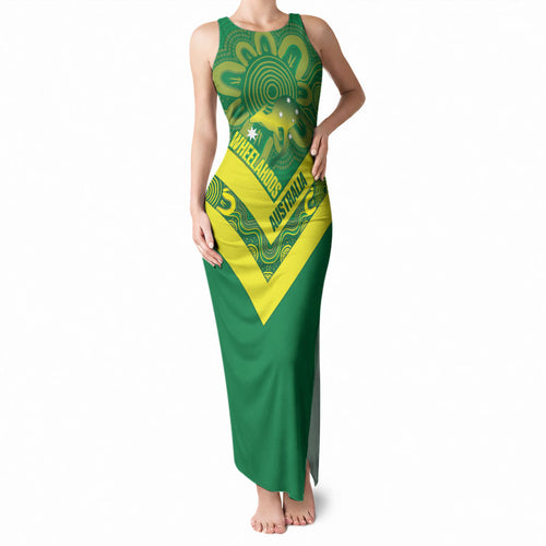 Australia Wheelaroos Rugby Custom Tank Maxi Dress Go Aussie Kangaroo Indigenous Art