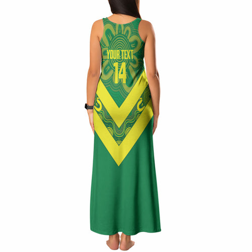 Australia Wheelaroos Rugby Custom Tank Maxi Dress Go Aussie Kangaroo Indigenous Art