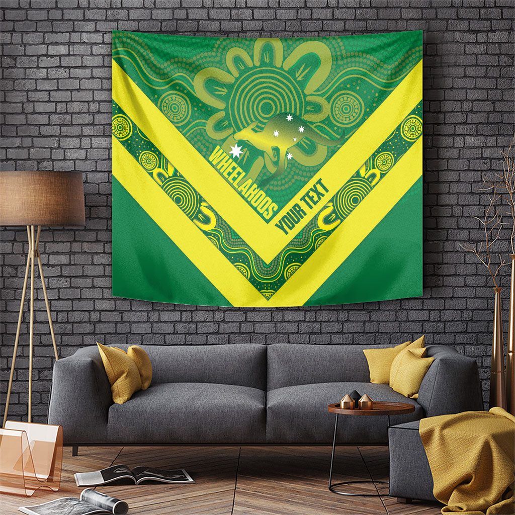 Australia Wheelaroos Rugby Custom Tapestry Go Aussie Kangaroo Indigenous Art
