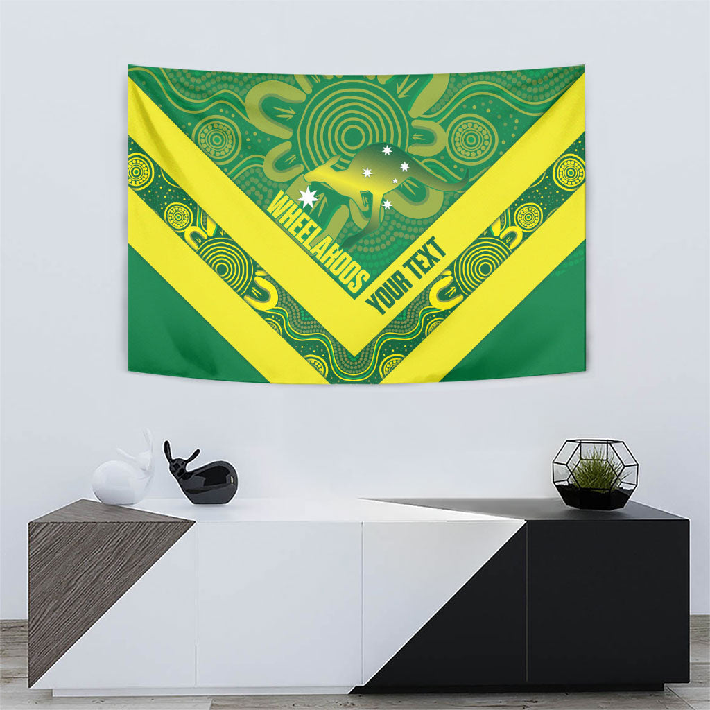 Australia Wheelaroos Rugby Custom Tapestry Go Aussie Kangaroo Indigenous Art