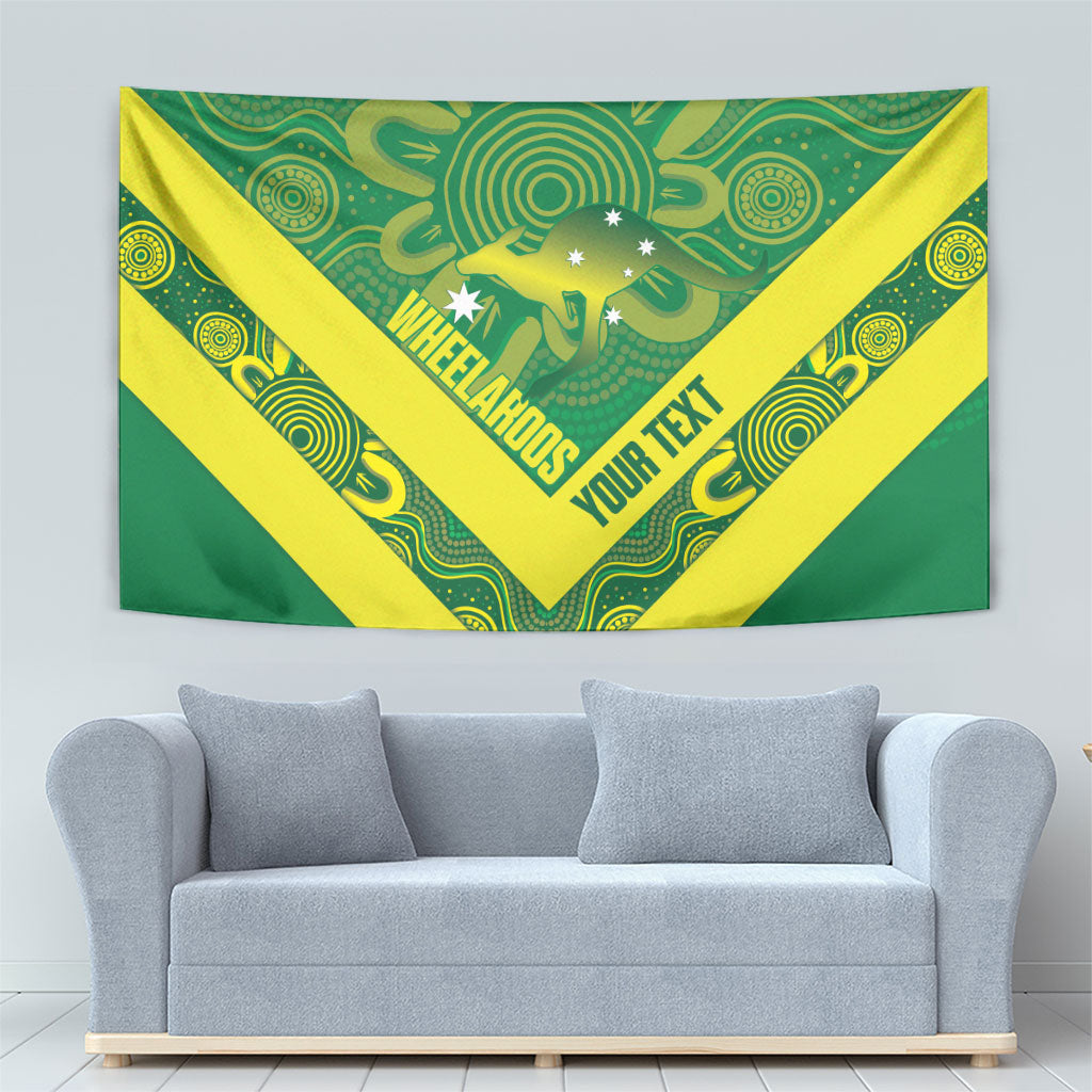 Australia Wheelaroos Rugby Custom Tapestry Go Aussie Kangaroo Indigenous Art