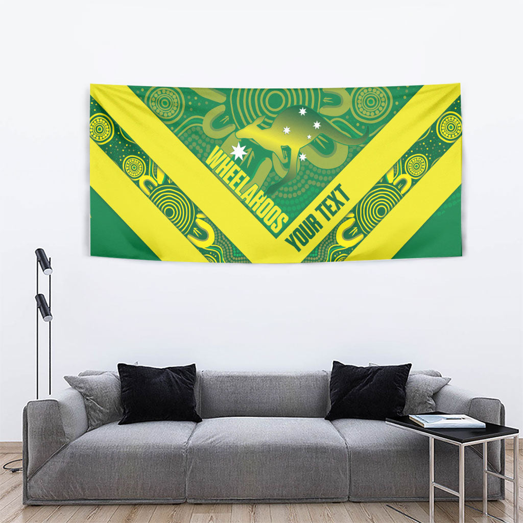 Australia Wheelaroos Rugby Custom Tapestry Go Aussie Kangaroo Indigenous Art