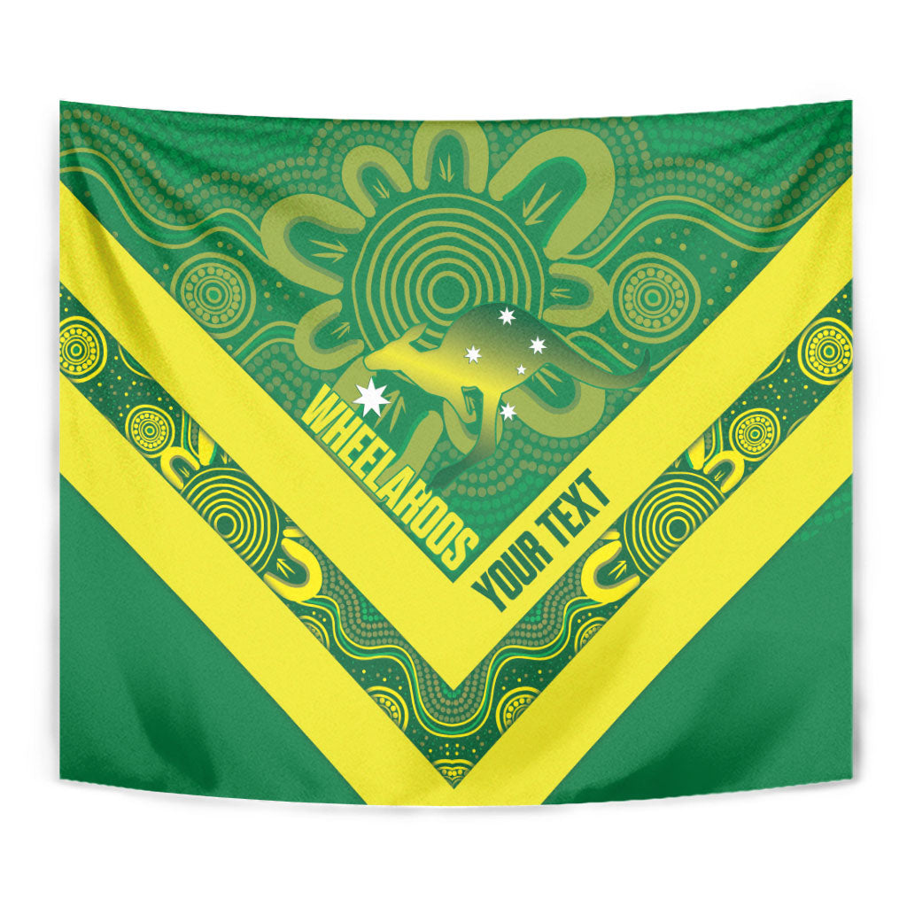 Australia Wheelaroos Rugby Custom Tapestry Go Aussie Kangaroo Indigenous Art