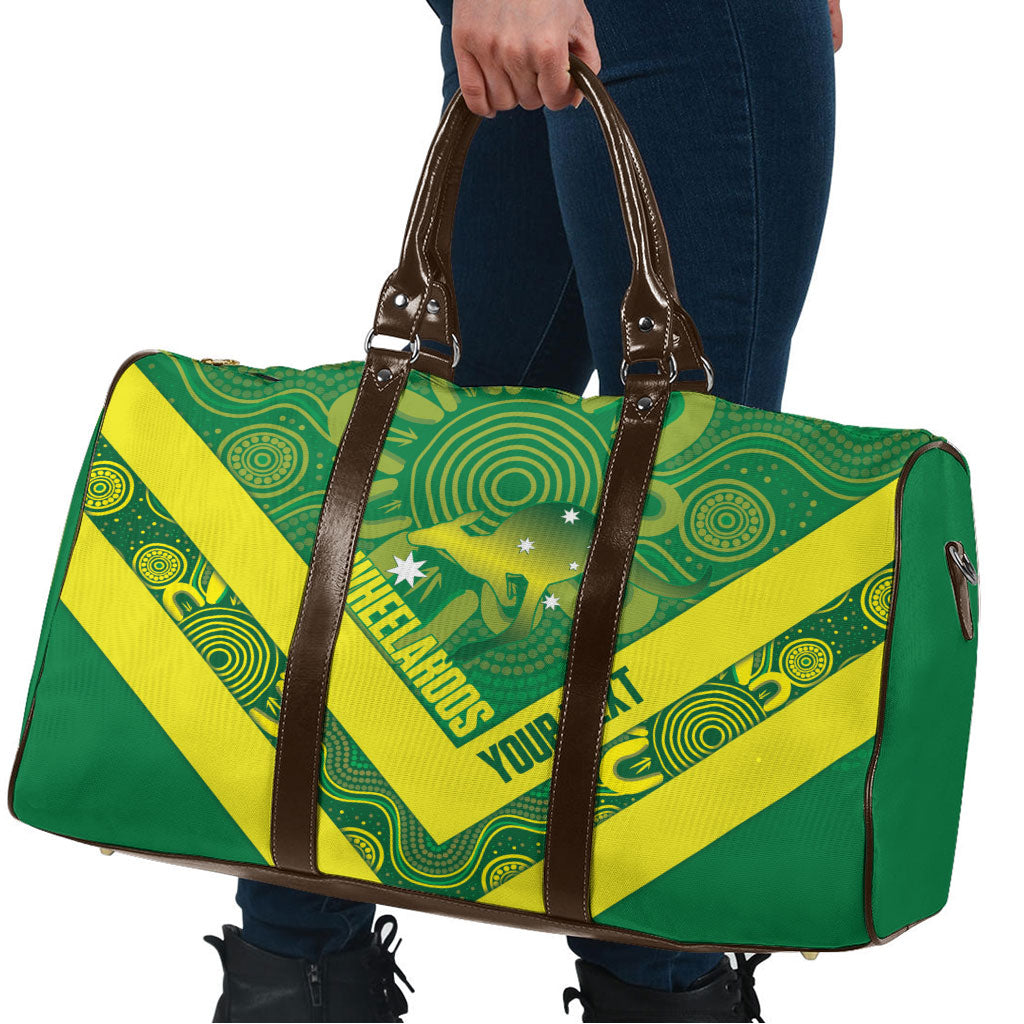 Australia Wheelaroos Rugby Custom Travel Bag Go Aussie Kangaroo Indigenous Art