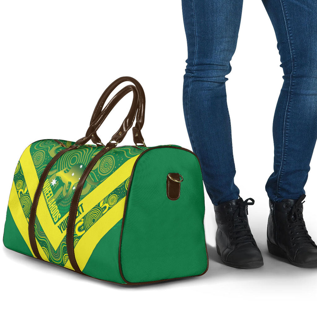 Australia Wheelaroos Rugby Custom Travel Bag Go Aussie Kangaroo Indigenous Art