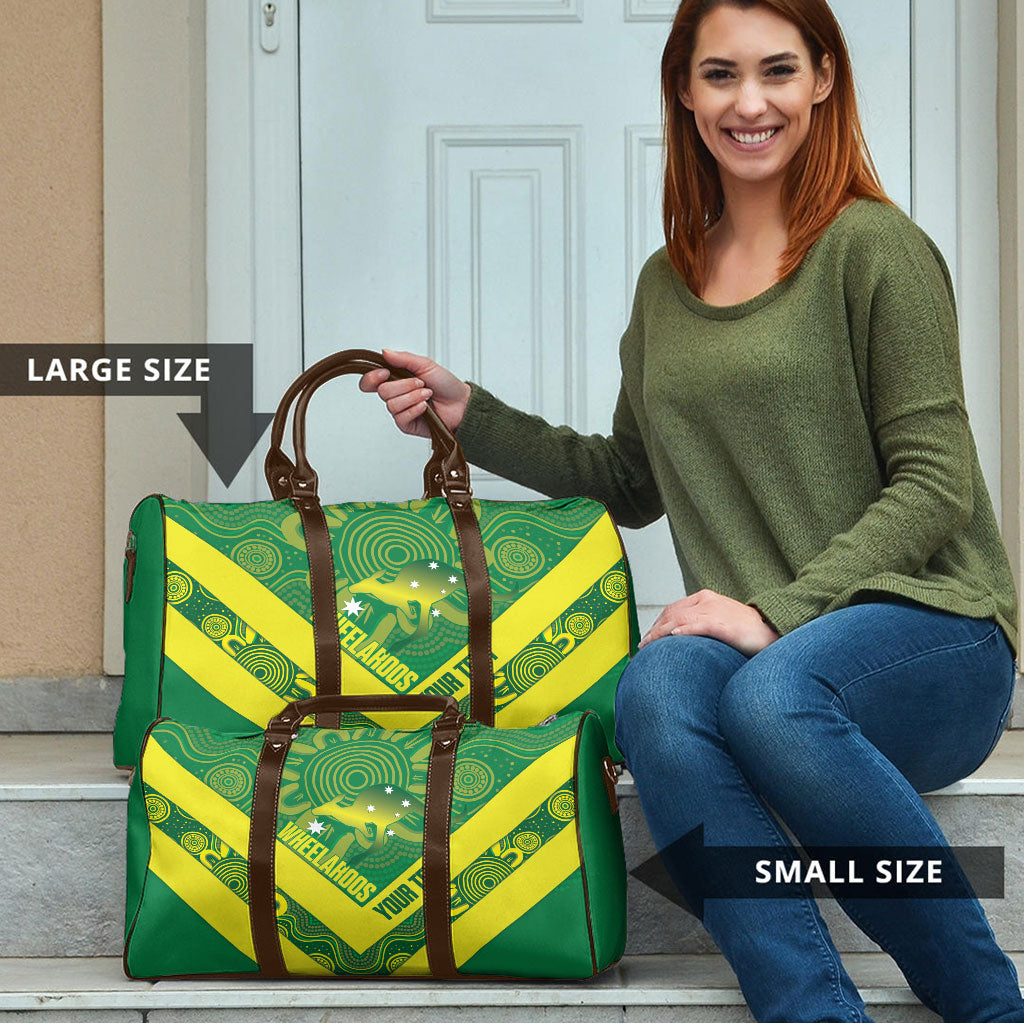 Australia Wheelaroos Rugby Custom Travel Bag Go Aussie Kangaroo Indigenous Art