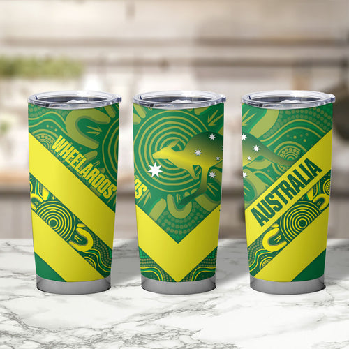 Australia Wheelaroos Rugby Tumbler Cup Go Aussie Kangaroo Indigenous Art