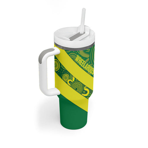 Australia Wheelaroos Rugby Tumbler With Handle Go Aussie Kangaroo Indigenous Art