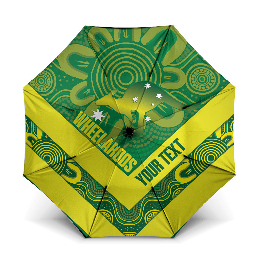 Australia Wheelaroos Rugby Custom Umbrella Go Aussie Kangaroo Indigenous Art