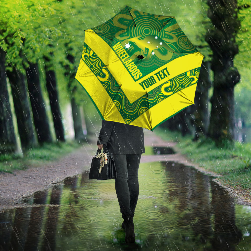 Australia Wheelaroos Rugby Custom Umbrella Go Aussie Kangaroo Indigenous Art