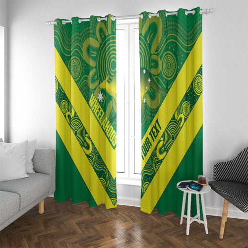 Australia Wheelaroos Rugby Custom Window Curtain Go Aussie Kangaroo Indigenous Art