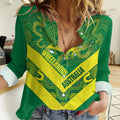 Australia Wheelaroos Rugby Custom Women Casual Shirt Go Aussie Kangaroo Indigenous Art
