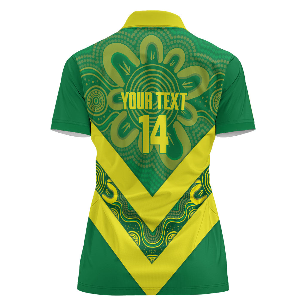 Australia Wheelaroos Rugby Custom Women Polo Shirt Go Aussie Kangaroo Indigenous Art