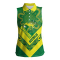 Australia Wheelaroos Rugby Custom Women Sleeveless Polo Shirt Go Aussie Kangaroo Indigenous Art