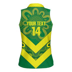 Australia Wheelaroos Rugby Custom Women Sleeveless Polo Shirt Go Aussie Kangaroo Indigenous Art