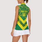 Australia Wheelaroos Rugby Custom Women Sleeveless Polo Shirt Go Aussie Kangaroo Indigenous Art