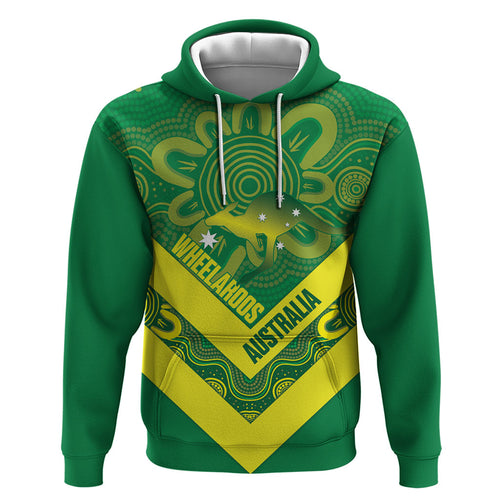 Australia Wheelaroos Rugby Custom Zip Hoodie Go Aussie Kangaroo Indigenous Art