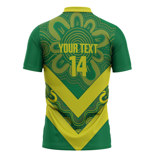 Australia Wheelaroos Rugby Custom Zipper Polo Shirt Go Aussie Kangaroo Indigenous Art