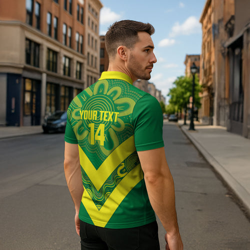 Australia Wheelaroos Rugby Custom Zipper Polo Shirt Go Aussie Kangaroo Indigenous Art