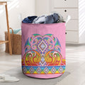 Rainbow Ngaru Taniko With Aotearoa Maori Tattoo Laundry Basket