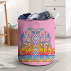 Rainbow Ngaru Taniko With Aotearoa Maori Tattoo Laundry Basket