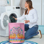 Rainbow Ngaru Taniko With Aotearoa Maori Tattoo Laundry Basket
