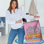 Rainbow Ngaru Taniko With Aotearoa Maori Tattoo Laundry Basket