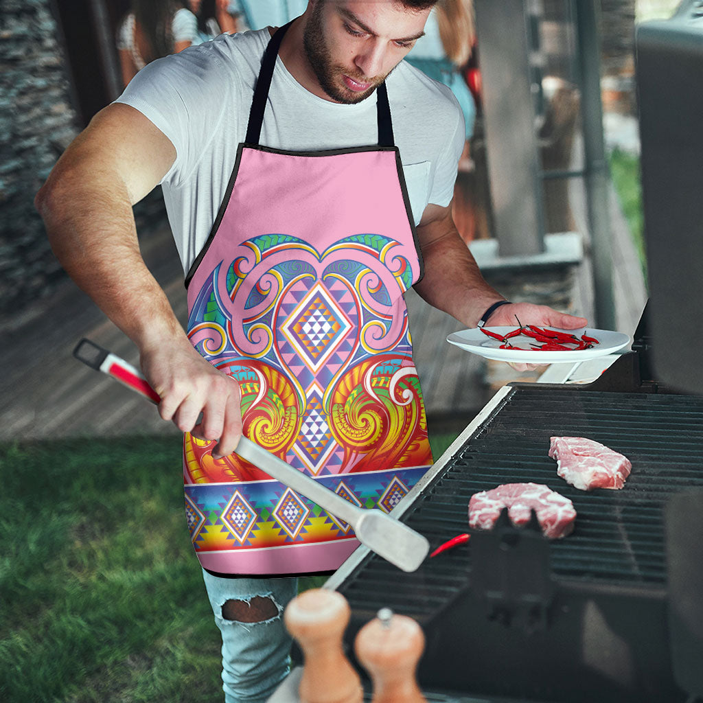Rainbow Ngaru Taniko With Aotearoa Maori Tattoo Apron