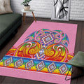 Rainbow Ngaru Taniko With Aotearoa Maori Tattoo Area Rug