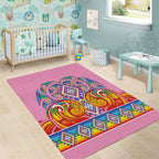 Rainbow Ngaru Taniko With Aotearoa Maori Tattoo Area Rug