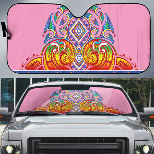 Rainbow Ngaru Taniko With Aotearoa Maori Tattoo Auto Sun Shade