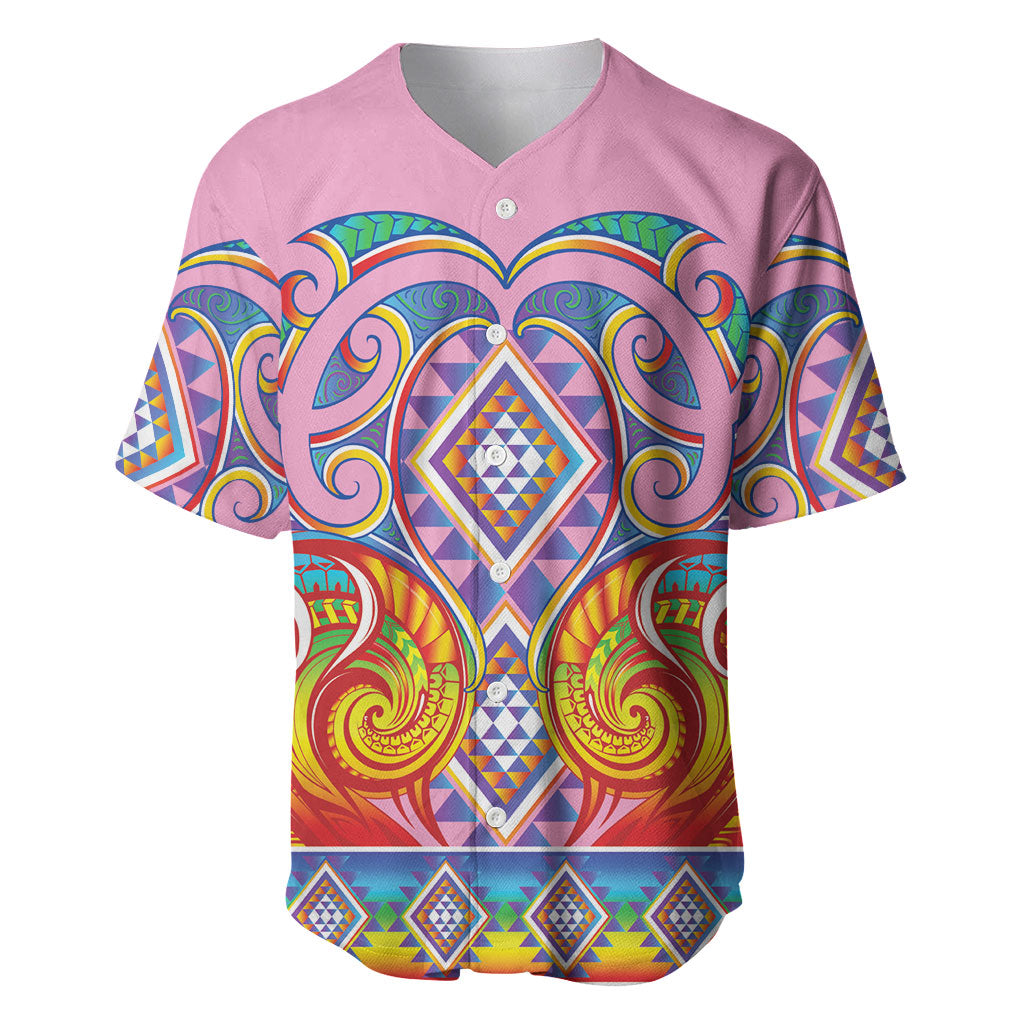 Rainbow Ngaru Taniko With Aotearoa Maori Tattoo Baseball Jersey