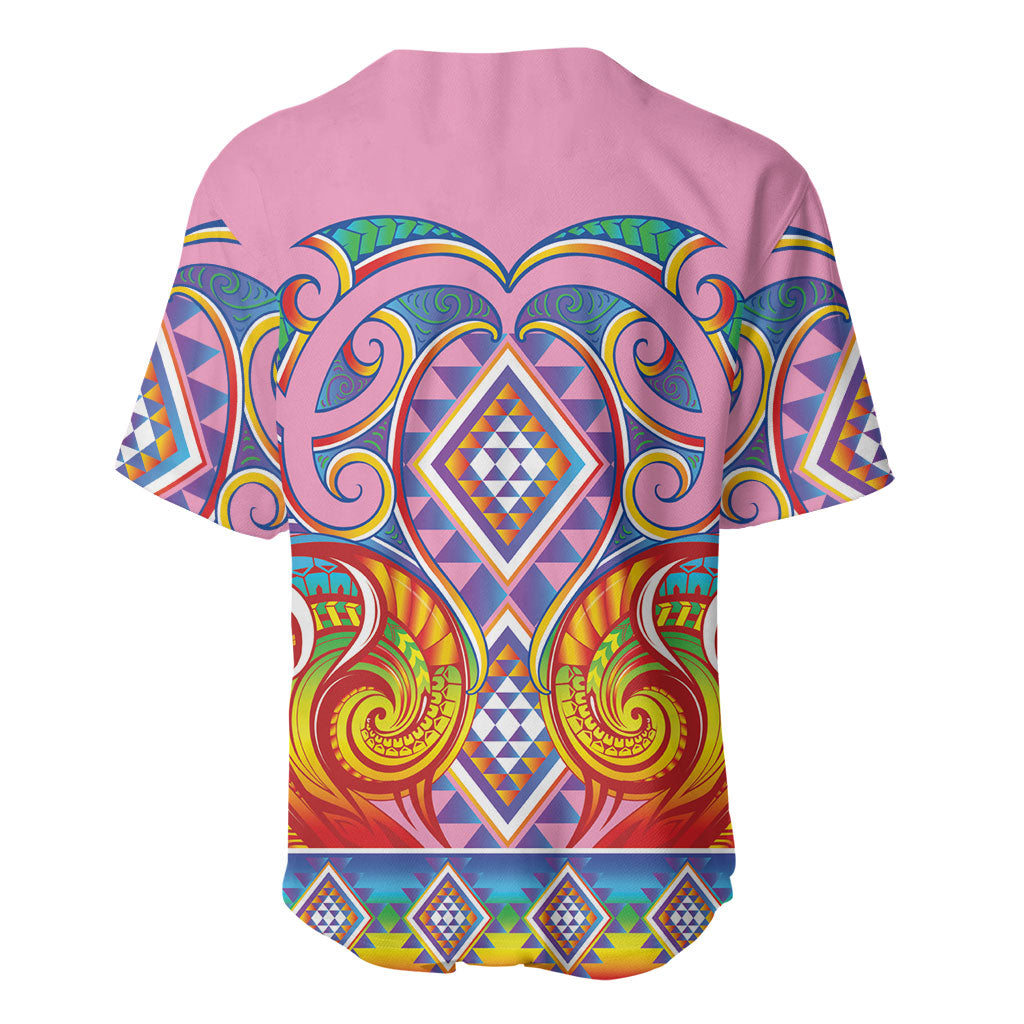Rainbow Ngaru Taniko With Aotearoa Maori Tattoo Baseball Jersey