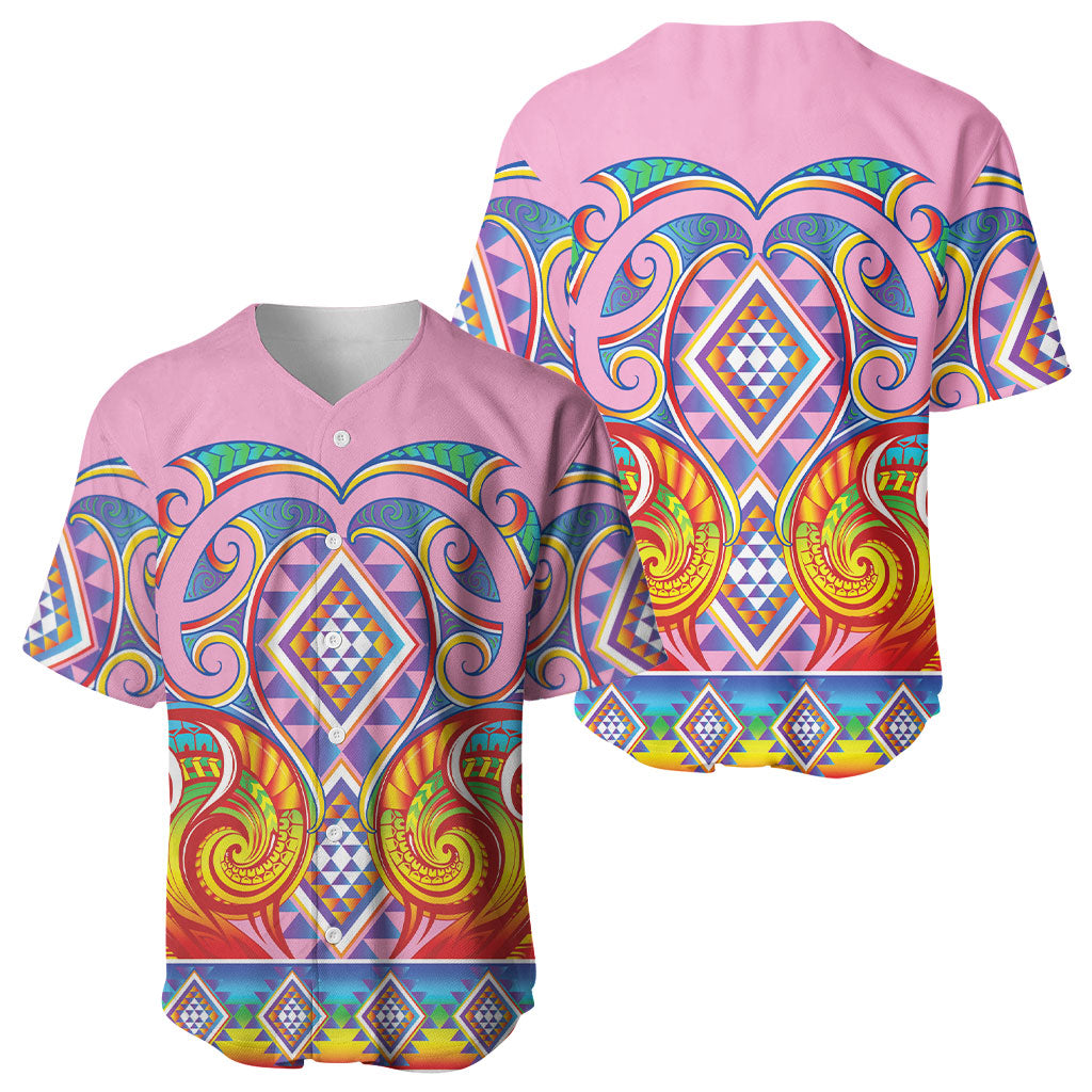 Rainbow Ngaru Taniko With Aotearoa Maori Tattoo Baseball Jersey