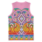 Rainbow Ngaru Taniko With Aotearoa Maori Tattoo Basketball Jersey