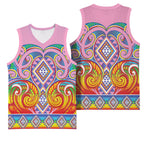 Rainbow Ngaru Taniko With Aotearoa Maori Tattoo Basketball Jersey