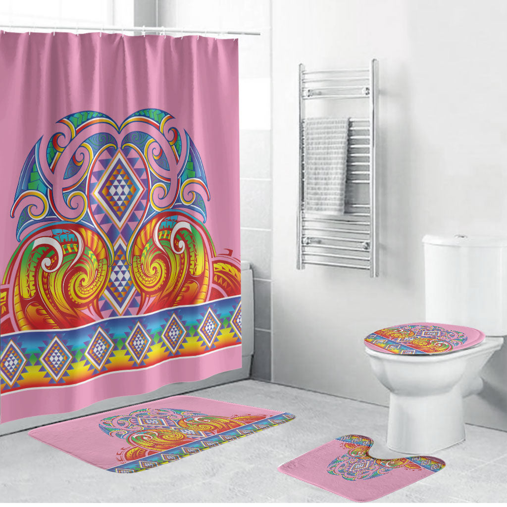 Rainbow Ngaru Taniko With Aotearoa Maori Tattoo Bathroom Set
