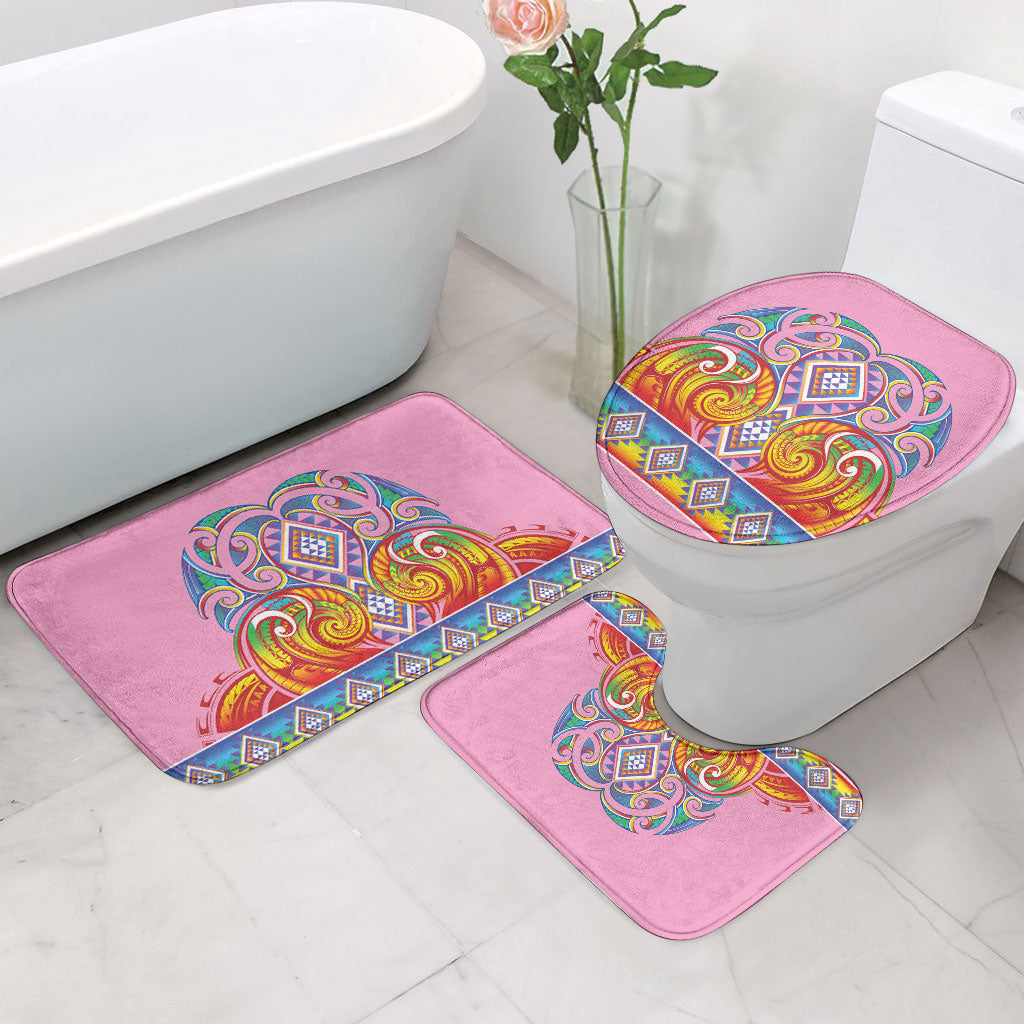 Rainbow Ngaru Taniko With Aotearoa Maori Tattoo Bathroom Set