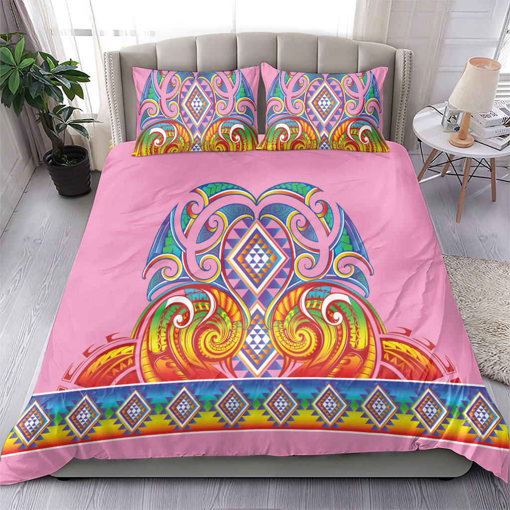 Rainbow Ngaru Taniko With Aotearoa Maori Tattoo Bedding Set
