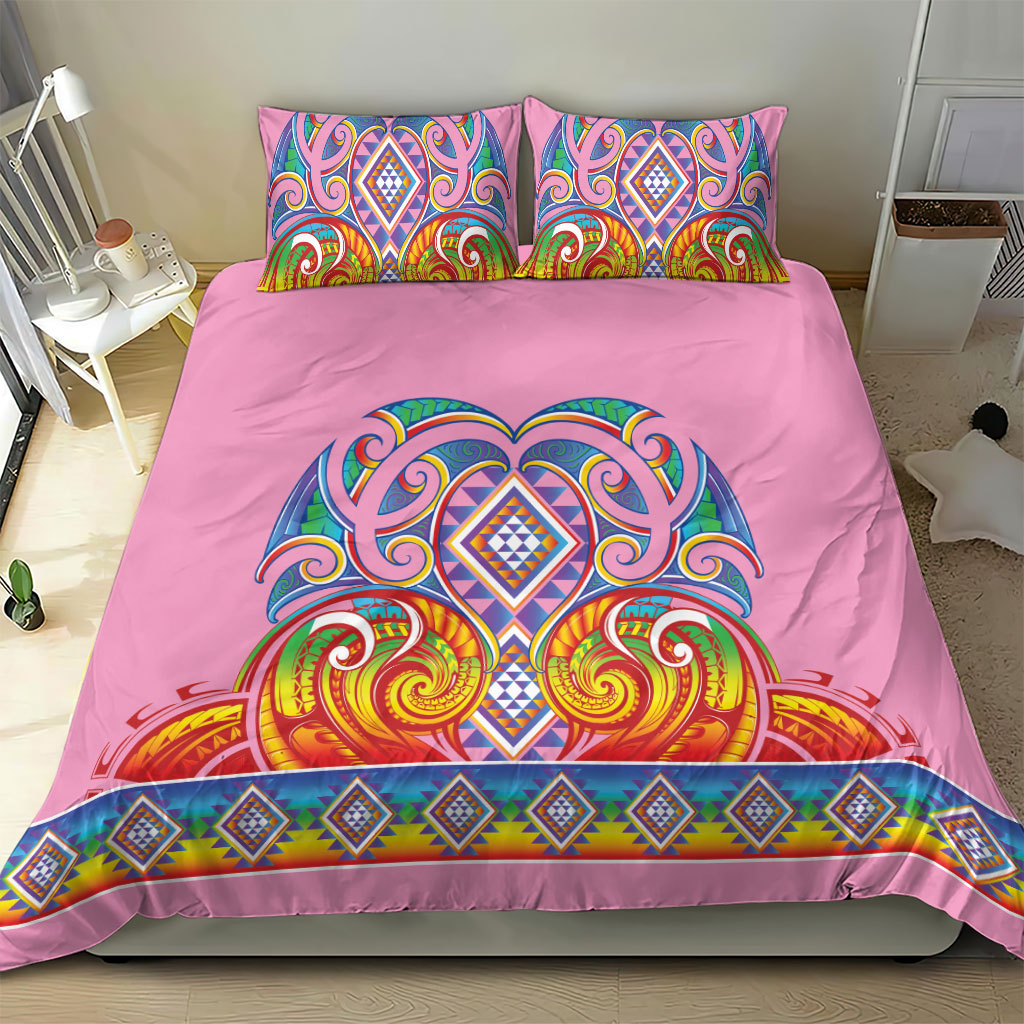 Rainbow Ngaru Taniko With Aotearoa Maori Tattoo Bedding Set